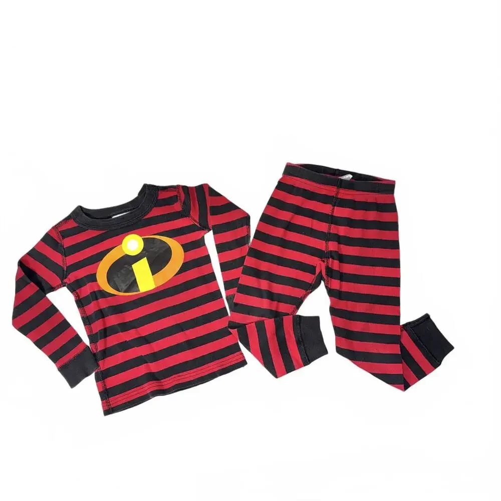 The Incredibles Kids' Pajama Set Red and Black Striped - Picture 1 of 9